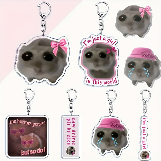 Charming Hamster Acrylic Keychain - Cute Bag Charm, Perfect Gift for Women & Girls