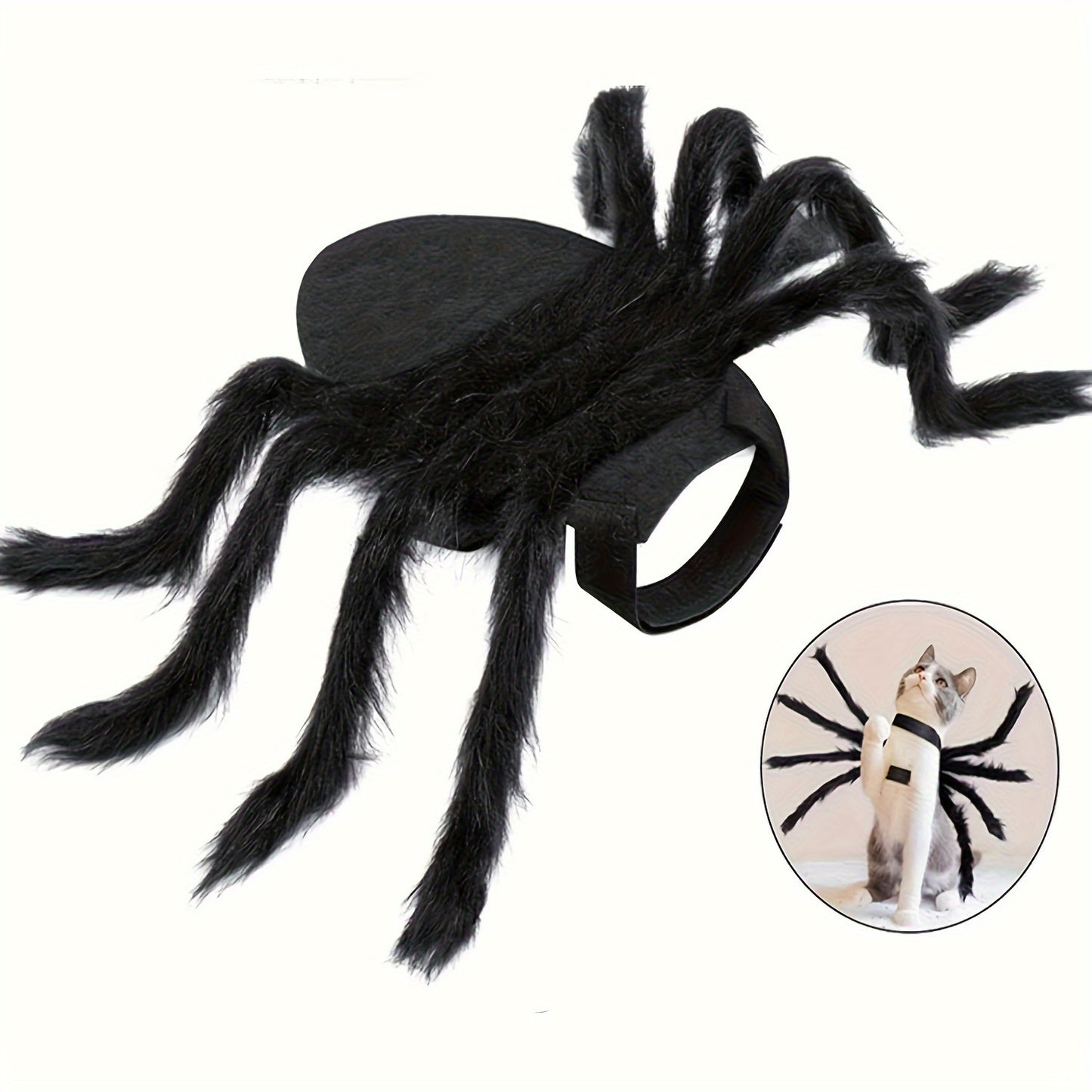 Furry Giant Spider Pet Costume - Adjustable Cosplay Outfit for Small Pets