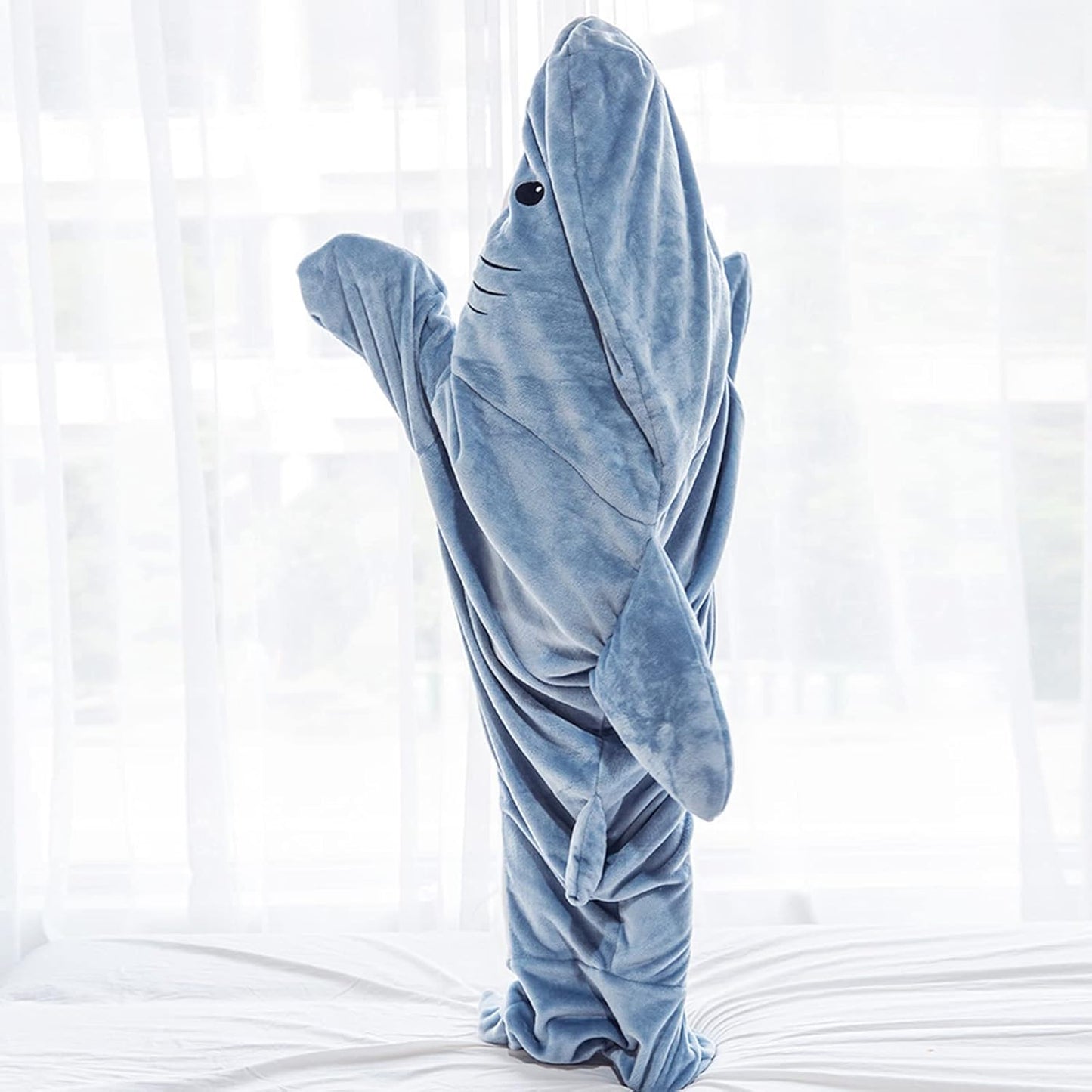 Wearable Shark Hoodie Blanket - Soft Flannel, Cozy and Fun for Adults & Kids