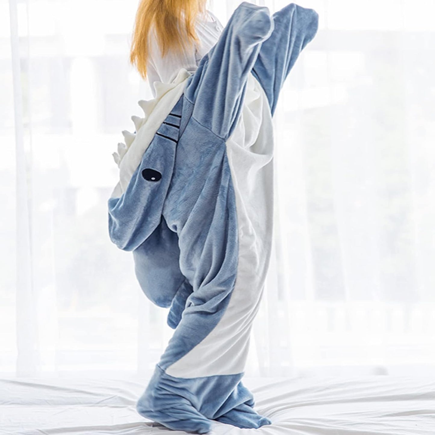 Wearable Shark Hoodie Blanket - Soft Flannel, Cozy and Fun for Adults & Kids