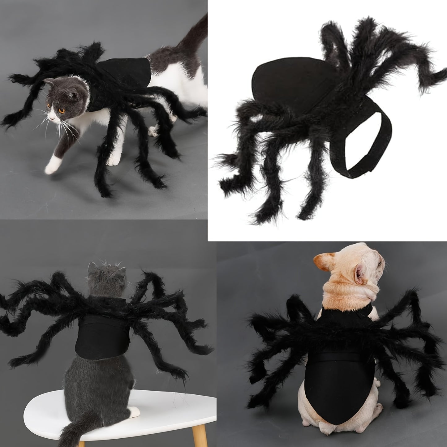 Furry Giant Spider Pet Costume - Adjustable Cosplay Outfit for Small Pets