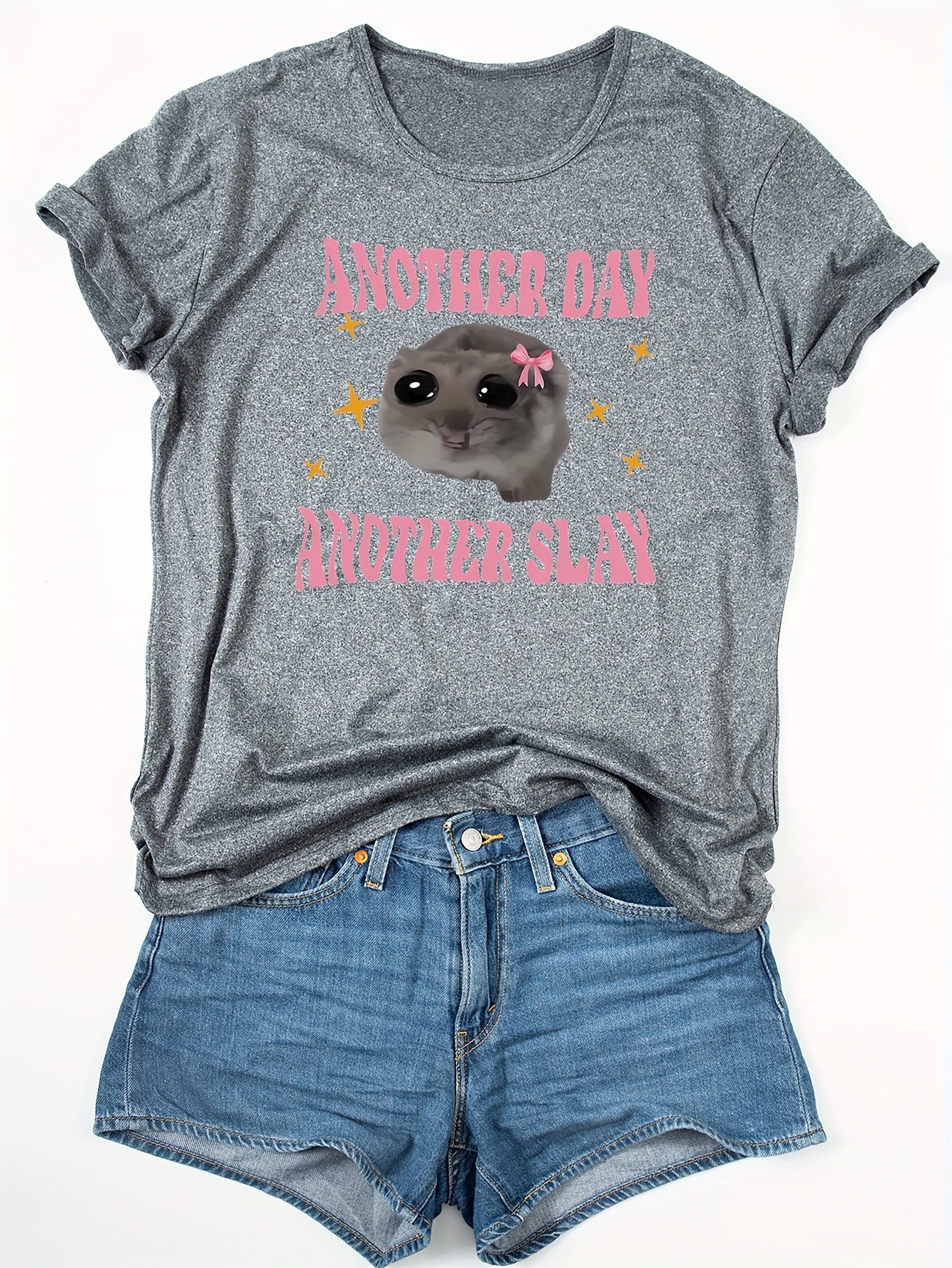 Women's Graphic Tee – "Another Day Another Slay" Print, Soft Polyester, Casual Fit, All-Season