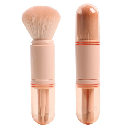 4-in-1 Travel Makeup Brush Set: Retractable, Portable, Soft Bristles